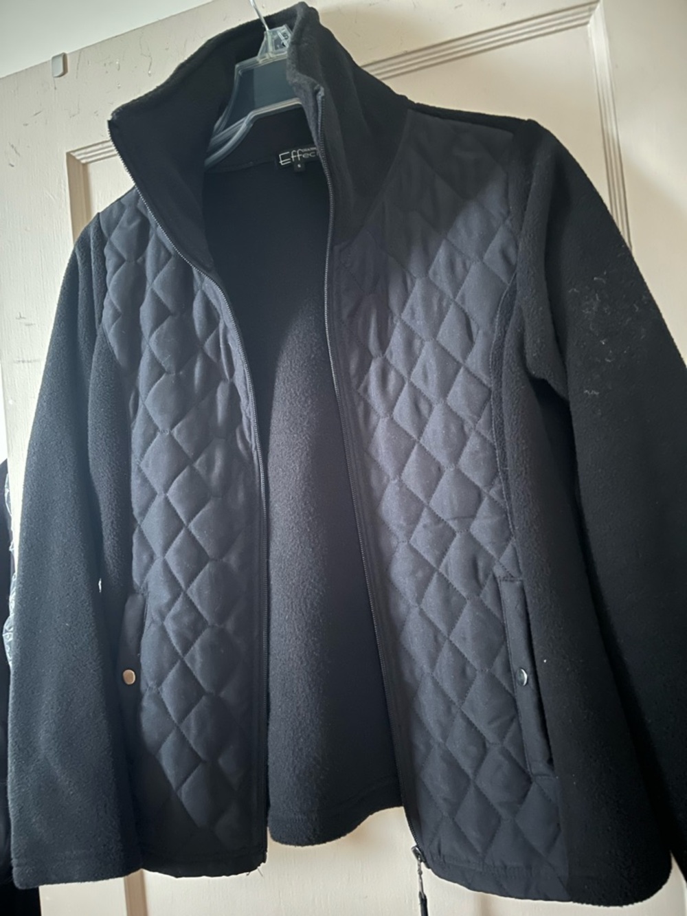 Black Quilted-Front Lightweight Women’s Jacket